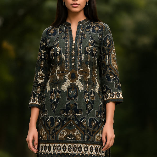 Stylish Green Printed Cotton Cord set for Women – Ethnic Casual Wear